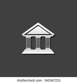 Bank building icon in metallic grey color style. Business banking money
