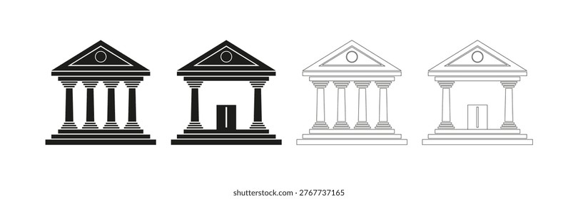 bank building icon on white. museum glyph icon. Suitable for website design, app, template. Modern flat icon of bank. bank building major building finance money vector icon.