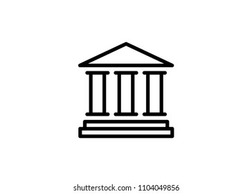 Bank Building Icon Outline Vector