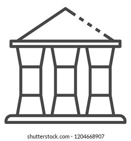 Bank building icon. Outline bank building vector icon for web design isolated on white background