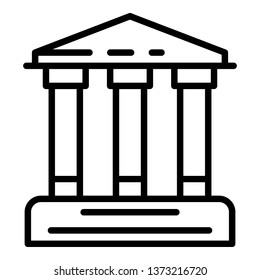 Bank building icon. Outline bank building vector icon for web design isolated on white background