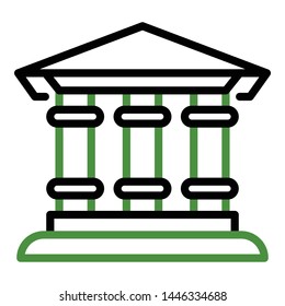 Bank building icon. Outline bank building vector icon for web design isolated on white background