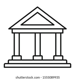 Bank building icon. Outline bank building vector icon for web design isolated on white background