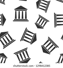 Bank building icon seamless pattern background. Government architecture vector illustration. Museum exterior symbol pattern.