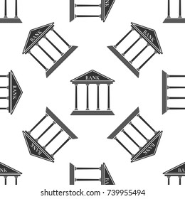 Bank building icon seamless pattern on white background. Flat design. Vector Illustration