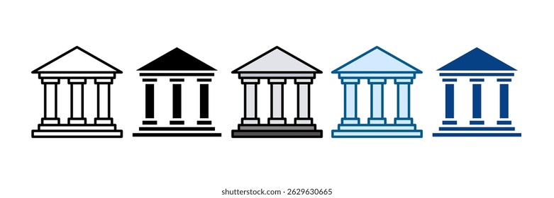 Bank Building Icon Set Multiple Style Collection