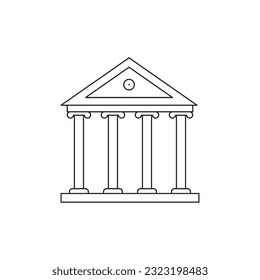 Bank building icon or sign on a white background. Vector