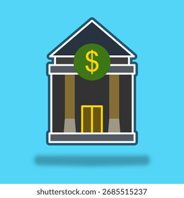 Icono del edificio del banco, estilo plano simple, Ilustración vectorial, símbolo, Plantilla del logotipo del diseño, para UI o UX para el App móvil, editable