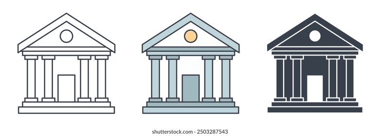 Bank building icon symbol vector illustration isolated on white background