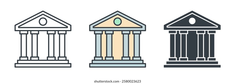 Bank Building icon symbol vector illustration isolated on white background