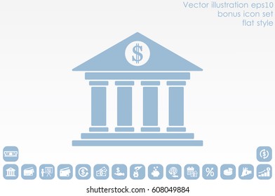 Bank building icon vector