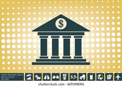 Bank building icon vector