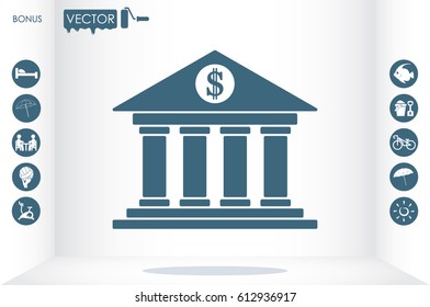 Bank building icon vector