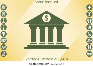 Bank building icon vector