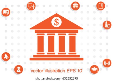 Bank building icon vector