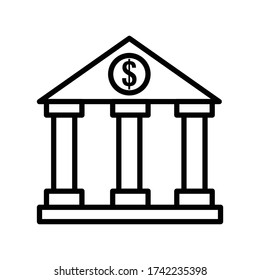 Plantilla de diseño de vectores de iconos de construcción de bancos