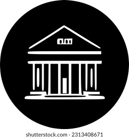 vector de icono de construcción de banco, llenado de señal plana, aislado de pictograma sólido sobre blanco. símbolo del tribunal, ilustración del logotipo.