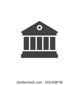 Bank building icon vector, filled flat sign, solid pictogram isolated on white. Universal building with columns symbol, logo illustration.