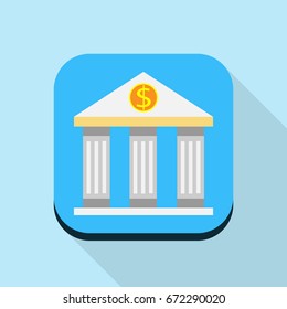 Bank building icon vector flat design