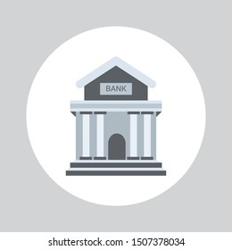bank building icon vector with gray background