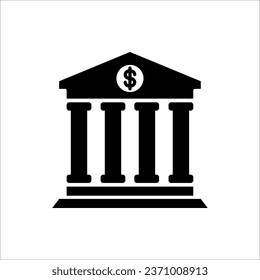 Bank building, bank icon, vector illustration isolated on white background