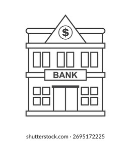 
bank building icon vector line illustration