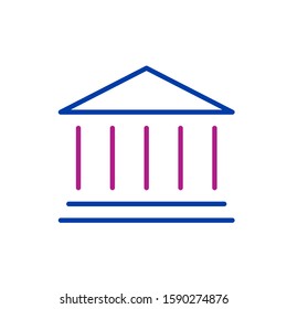 bank building icon vector, linear design, vector illustration. Editable stroke.
