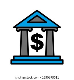 Bank building icon vector sign and symbol on trendy design