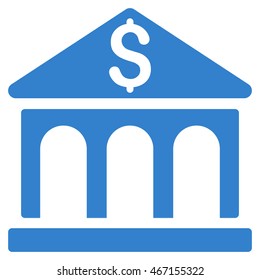Bank Building icon. Vector style is flat iconic symbol with rounded angles, cobalt color, white background.