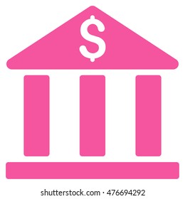 Bank Building icon. Vector style is flat iconic symbol, pink color, white background.