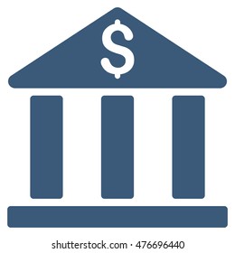 Bank Building icon. Vector style is flat iconic symbol, blue color, white background.