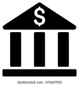 Bank Building icon. Vector style is flat iconic symbol, black color, white background.