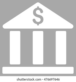 Bank Building icon. Vector style is flat iconic symbol, white color, silver background.