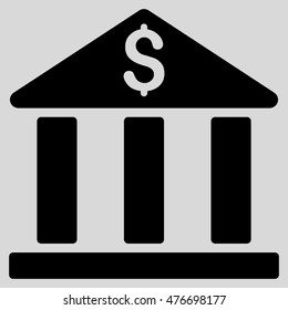 Bank Building icon. Vector style is flat iconic symbol, black color, light gray background.