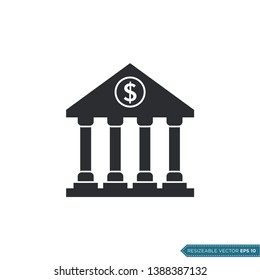 Bank Building Icon Vector Template Flat Design