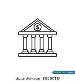 Bank Building Icon Vector Template Flat Design