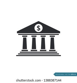 Bank Building Icon Vector Template Flat Design