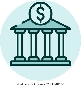 Bank building, illustration, vector on a white background.