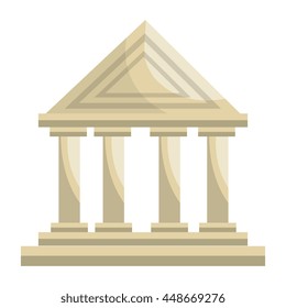 Bank building isolated flat icon, vector illustration graphic design.