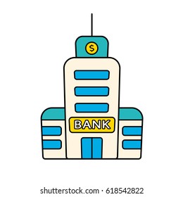 Bank building isolated icon.
