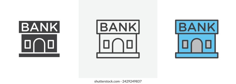 Bank Building Isolated Line Icon Style Design. Simple Vector illustration