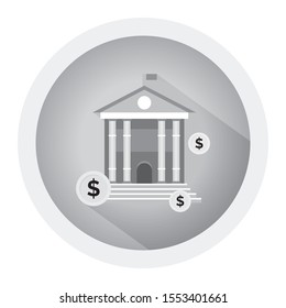 Bank building isolated on white background. Vector illustration. Flat style. Black and white icon