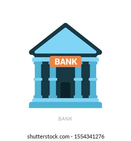 Bank building isolated on white background. Vector illustration. Flat style.