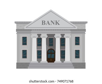 Bank building isolated on white background. Vector illustration. Flat style. - Shutterstock ID 749071768