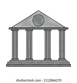 Bank building isolated scribble