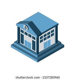 plano de icono isométrico de construcción bancaria