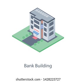 
Bank building isometric icon vector 
