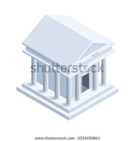 Bank building isometric icon vector