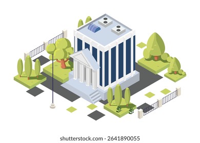 bank building isometric illustration vector design