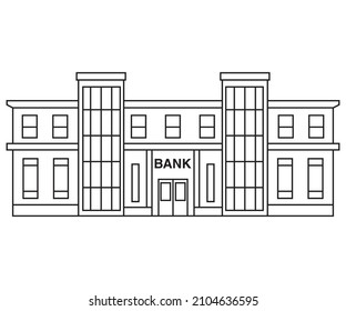 Bank building line art.Architecture public government buildings.Outline vector illustration. Isolated on white background.